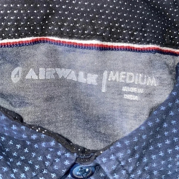 Button Up Collard Dress Navy Shirt AirWalk M - Picture 5 of 5